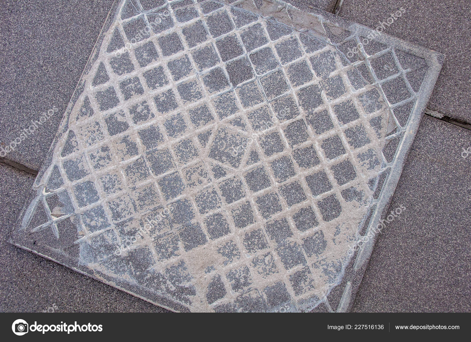 Inverted Floor Tile Traces Cement Lying Laid Tiles Stock Photo