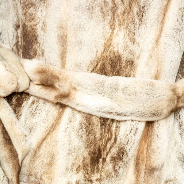 Текстура натурального плямистого бежево-коричневого блискучого хутра з поясом — стокове фото