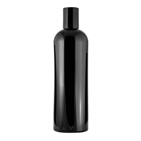 Schwarze Kunststoffflasche für Kosmetik auf weißem Hintergrund — Stockfoto