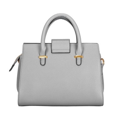 Gri kadın deri çanta beyaz arka plan izole