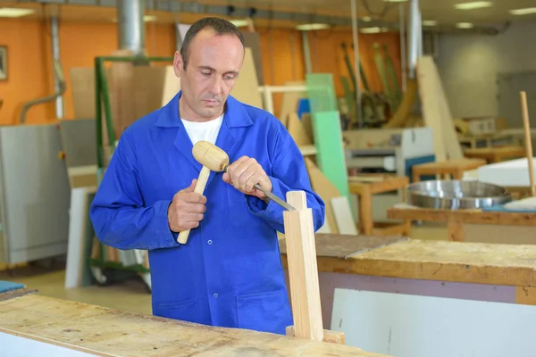 Arbeiter, die Möbel herstellen und arbeiten — Stockfoto