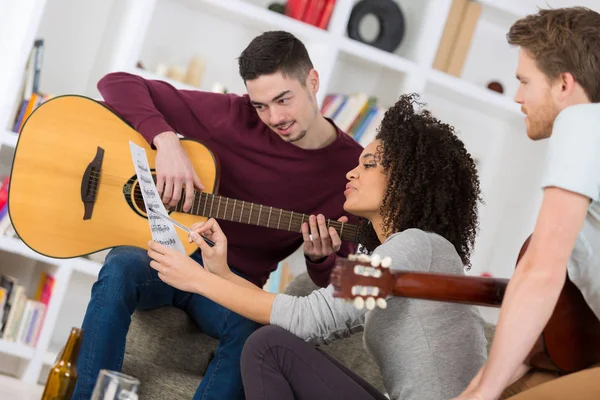 Young band music composing at home — Stock Photo, Image