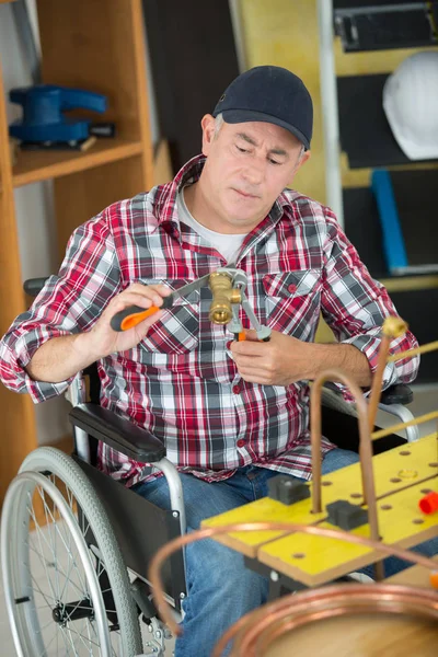 Construction Worker Wheelchair — Stock Photo, Image