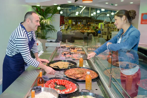 Encomendar alguma comida e trabalho — Fotografia de Stock