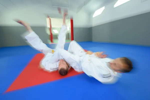 Rozostření Obrazu Taekwondo Třídy Učitelem Studentem — Stock fotografie