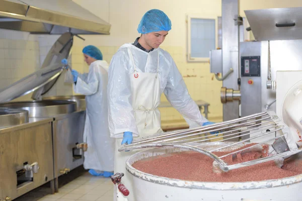 Factory Worker Watching Vat — Stock Photo, Image