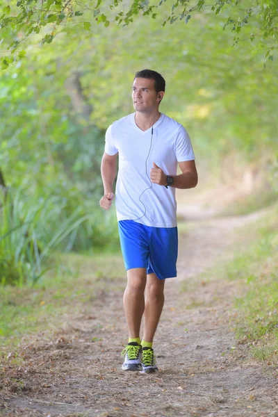 Hombre Corriendo Bosque —  Fotos de Stock