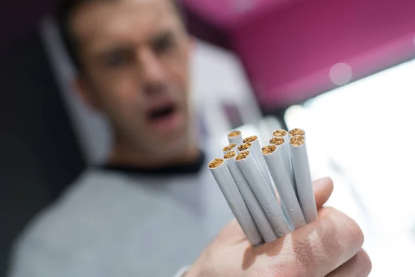 Man Holding Cigarettes Cigarettes — Stock Photo, Image