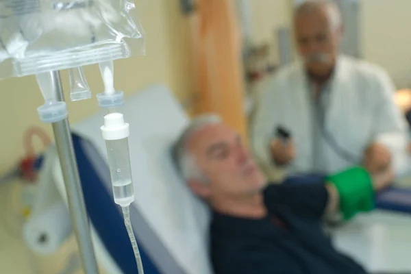 Saline Solutions Bottle Hanging Dripping Hospital — Stock Photo, Image