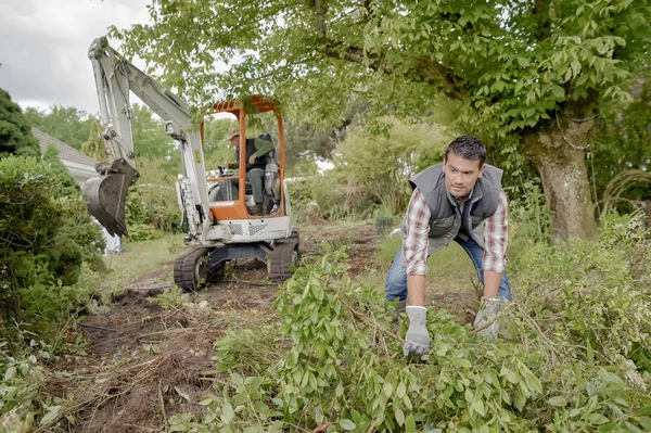 Unkraut jäten im Garten und aktiv — Stockfoto