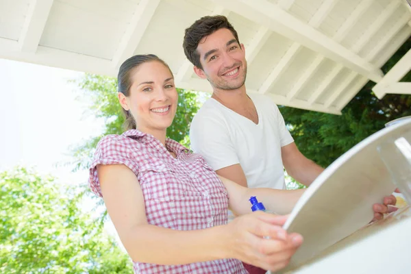 Afwassen op Camping — Stockfoto