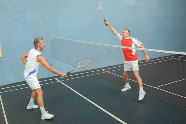 Emocionante juego de bádminton y bádminton — Foto de Stock