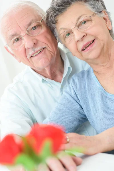 Feliz casal sênior enfrenta homem idoso e mulher apaixonada Imagem De Stock