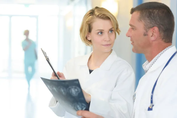 Medical workers discussing xrays — Stock Photo, Image