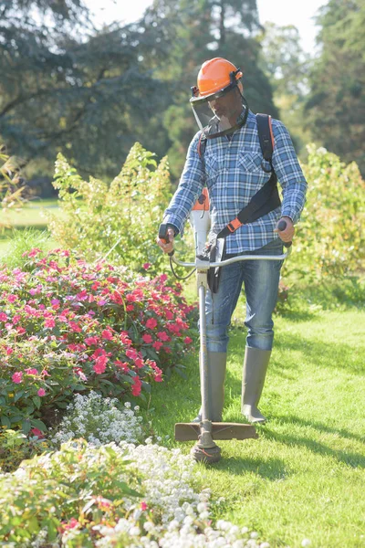 Offentlig landskapsarkitektur arbetare och arbete — Stockfoto