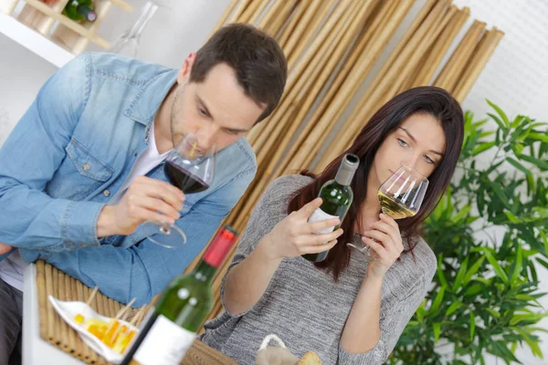 Portrait Happy Young Tasting Wine Restaurant — Stock Photo, Image