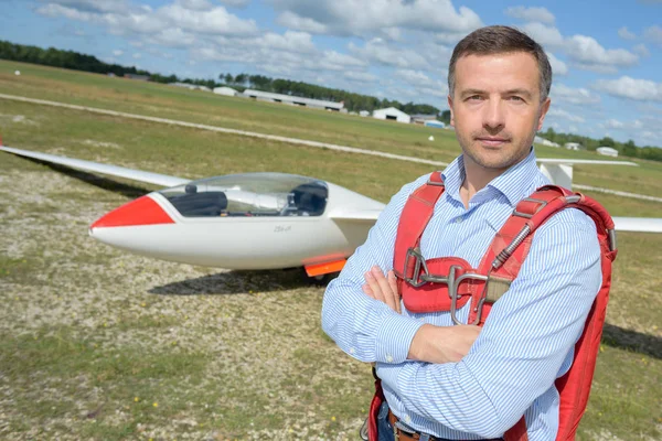 Ritratto Dell Uomo Campo Aviazione — Foto Stock