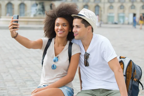 Paar Macht Ein Selfie Urlaub — Stockfoto