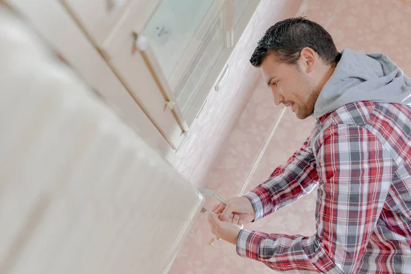 Steinmetzarbeit Allein Und Tätigkeit — Stockfoto