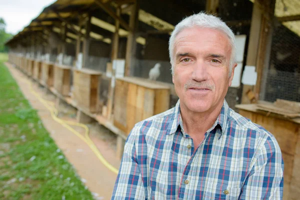 Portrait Man Front Aviary — Stock Photo, Image