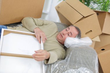 man moving house and mover clipart