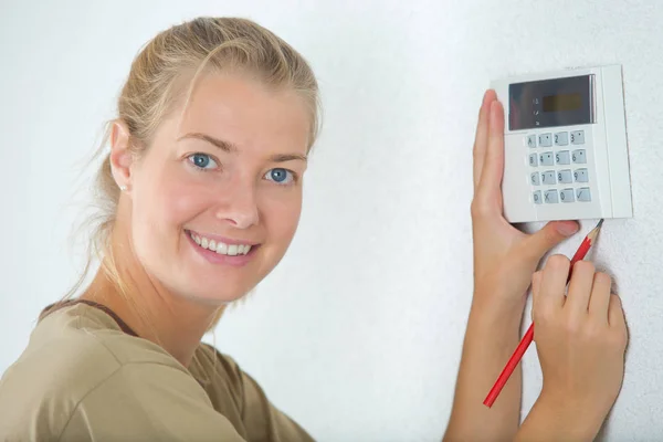 Werknemer Van Vrouw Die Zich Voordeed Werk — Stockfoto