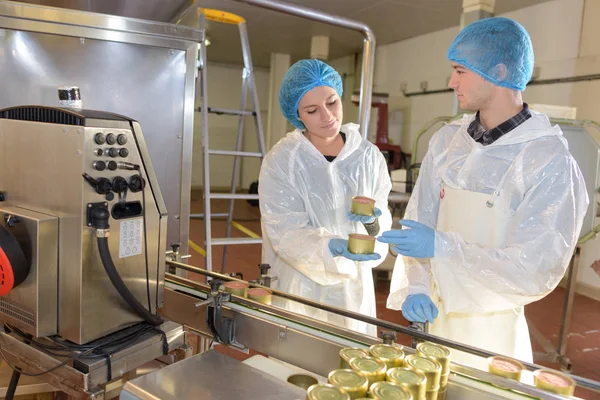 Trabalhadores Fábrica Conservas — Fotografia de Stock