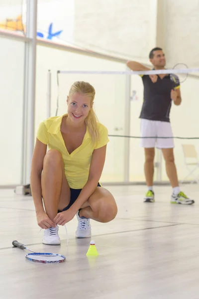 Žena Hrát Badminton Hraje — Stock fotografie