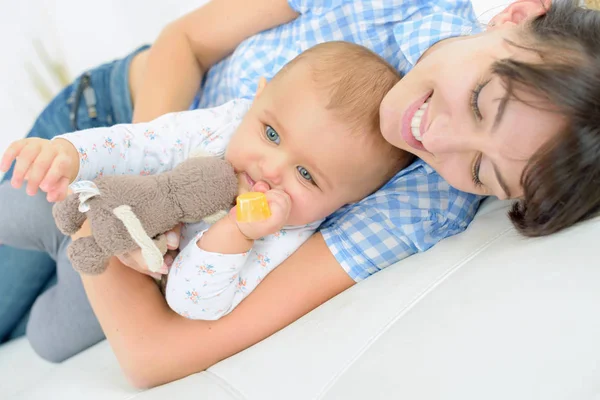 Woman with newborn baby — Stock Photo, Image