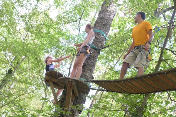 Avonturenpark in bos op de top van de boom — Stockfoto