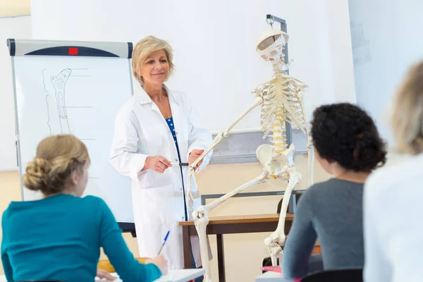 Docent en skelet voor Klassikaal onderwijs — Stockfoto