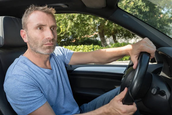 Hombre Cansado Coche — Foto de Stock