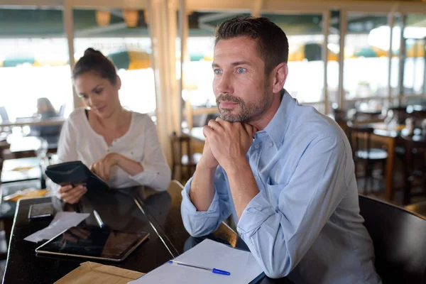 Bar Manager Thinking Something — Stock Photo, Image