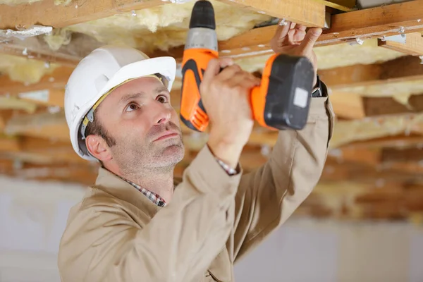 Retrato Del Constructor Trabajador Construcción Masculino —  Fotos de Stock