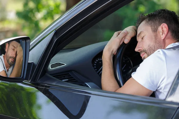 Attention Tired Man Driving — Stock Photo, Image