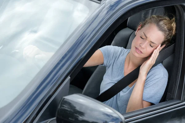 Women Feeling Sick Car — Stock Photo, Image