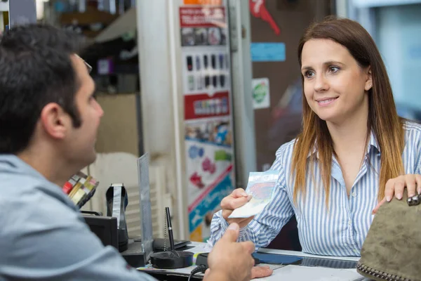 Mujer Caja Registradora — Foto de Stock