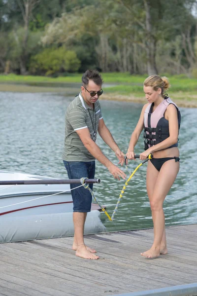 Wakeboarder Surfing Lake — Stock Photo, Image