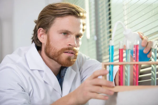 Handsome Young Male Scientist His Laboratory — Stock Photo, Image