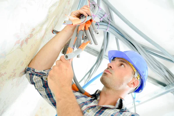 Electrician Taping Cables — Stock Photo, Image