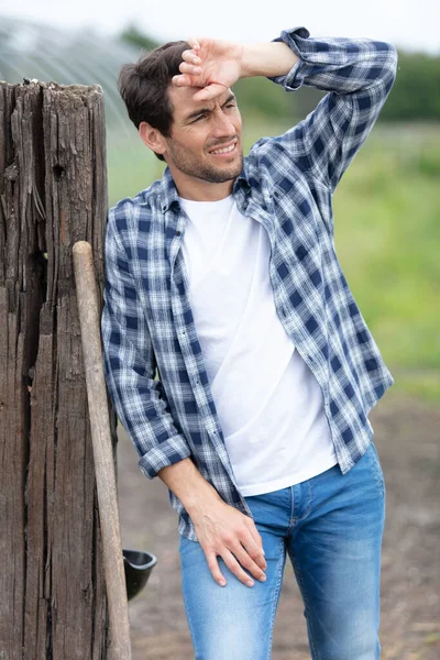 Tired Farmer Backache — Stock Photo, Image