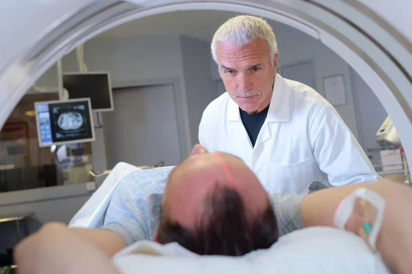 Male Patient Entering Scanner Tunnel — Stock Photo, Image