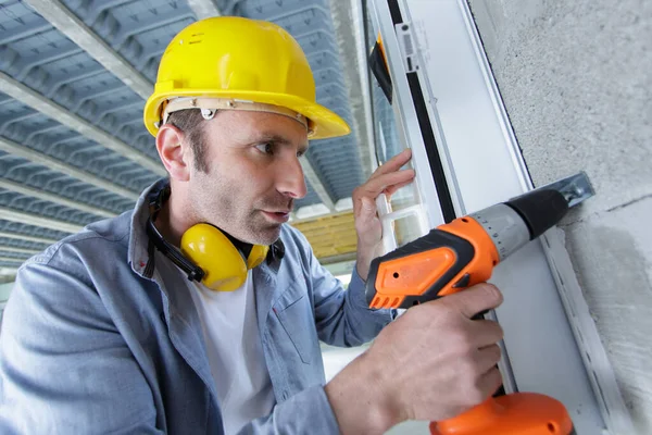 Bauunternehmer Bohrt Beton — Stockfoto