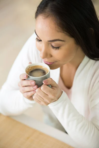 Schoonheid Meisje Met Kopje Koffie — Stockfoto