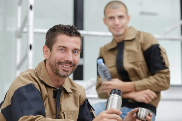 Equipe Técnicos Que Tomam Chá — Fotografia de Stock