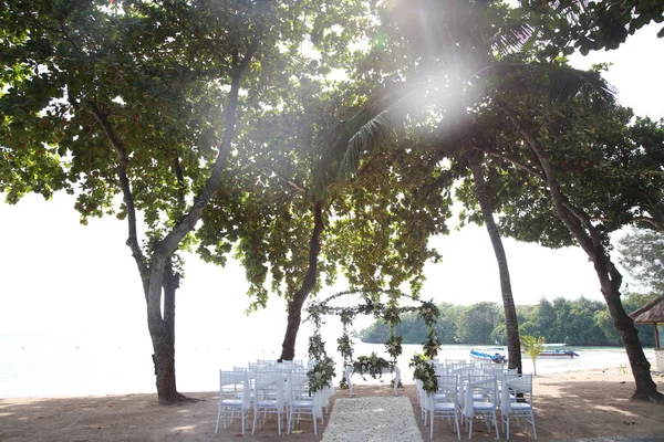 Configuración Romántica Boda Playa — Foto de Stock