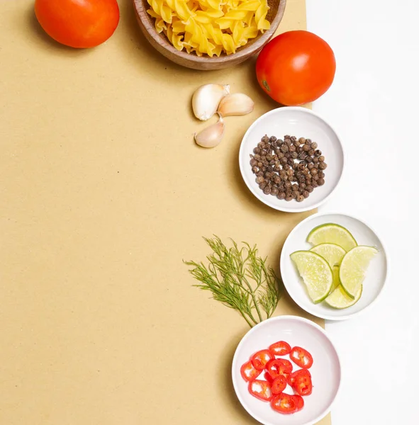Ingredients Cooking Italian Pasta Top View — Stock Photo, Image