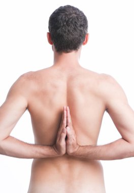 Namaste arkasından yapma adam