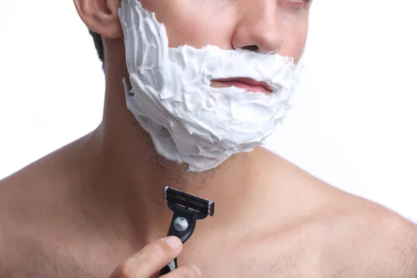 Young Man Shaving Beard — Stock Photo, Image