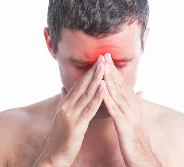 Stressgefühle Ein Mann Mit Kopfschmerzen — Stockfoto